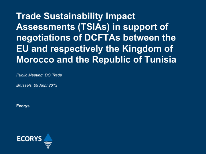 trade sustainability impact assessments tsias in support
