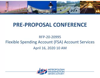 PRE  PROPOSAL CONFERENCE RFP  20  20995 Flexible Spending Account (FSA) Account Services