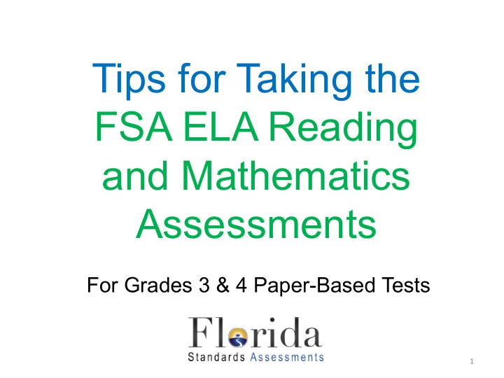 tips for taking the fsa ela reading and mathematics