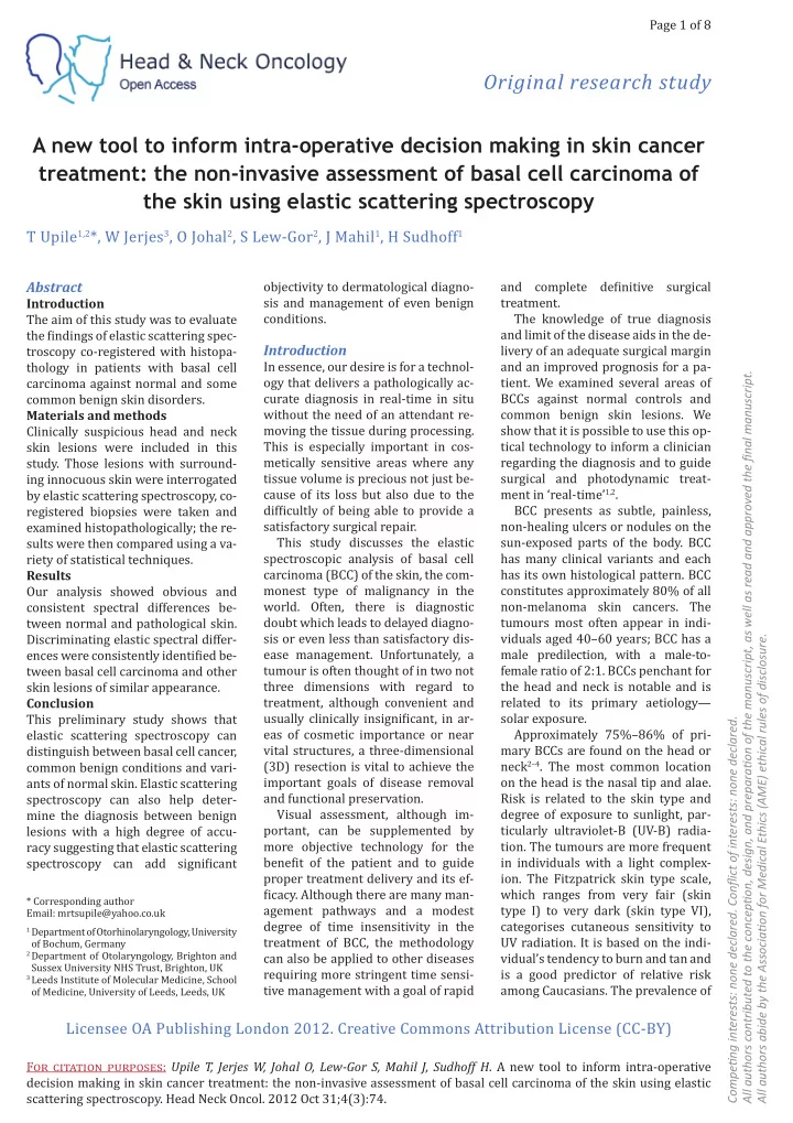 original research study a new tool to inform intra