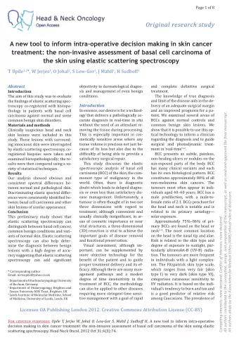Original research study  A new tool to inform intra-operative decision making in skin cancer