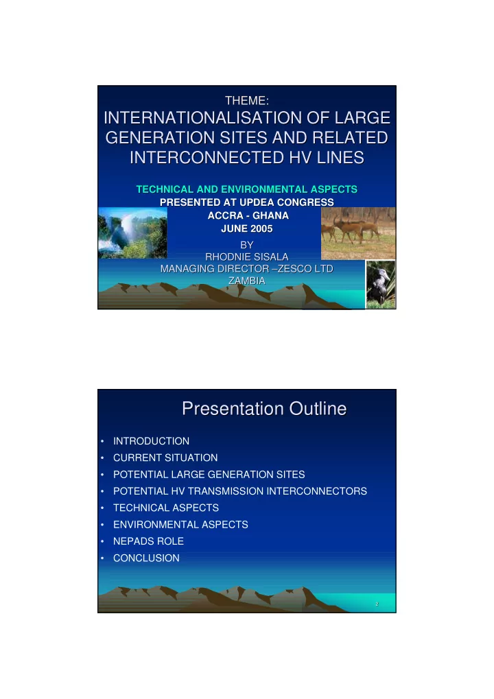 presentation outline presentation outline