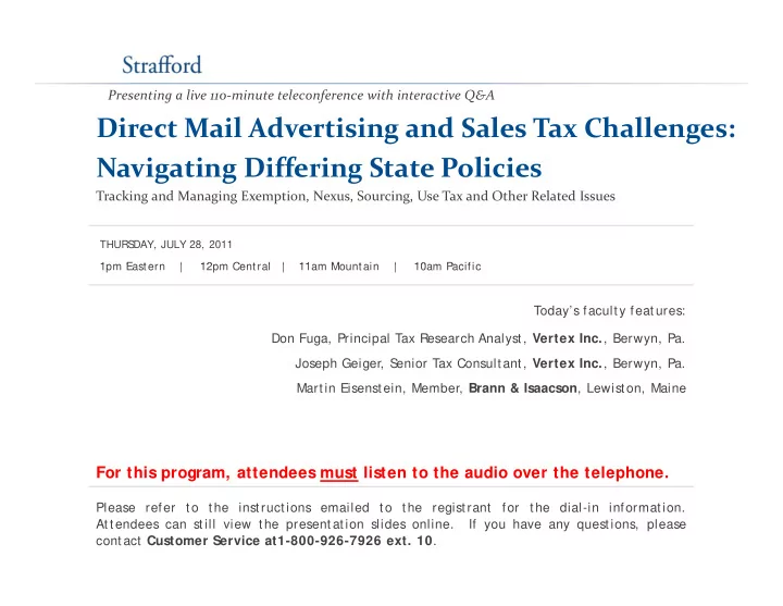 direct mail advertising and sales tax challenges
