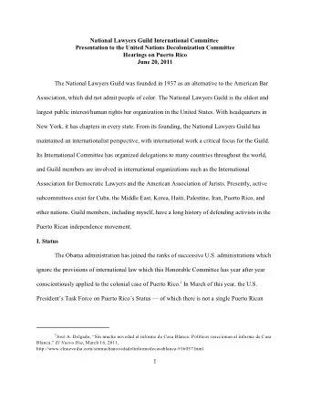 National Lawyers Guild International Committee  Presentation to the United Nations Decolonization