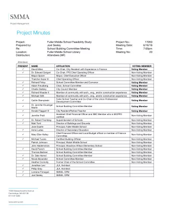 Project Minutes  Project:  Fuller Middle School Feasibility Study  Project No.:  17050  Prepared
