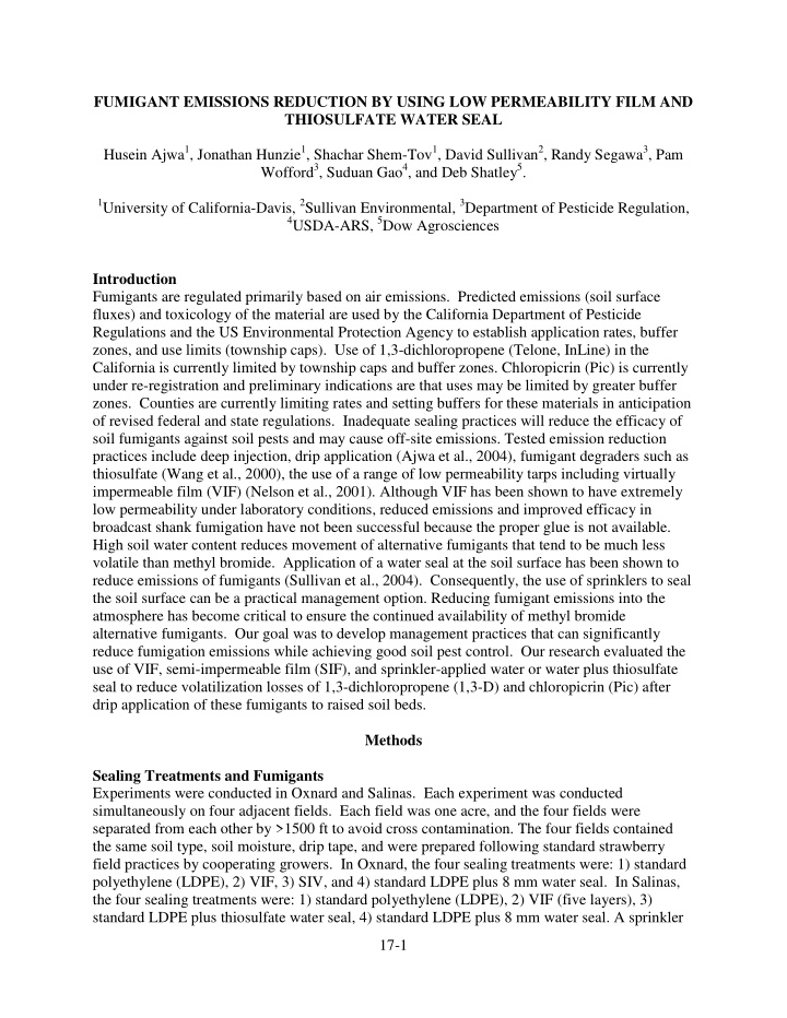 fumigant emissions reduction by using low permeability