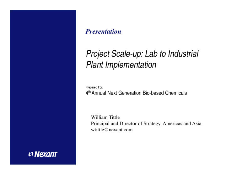 project scale up lab to industrial plant implementation