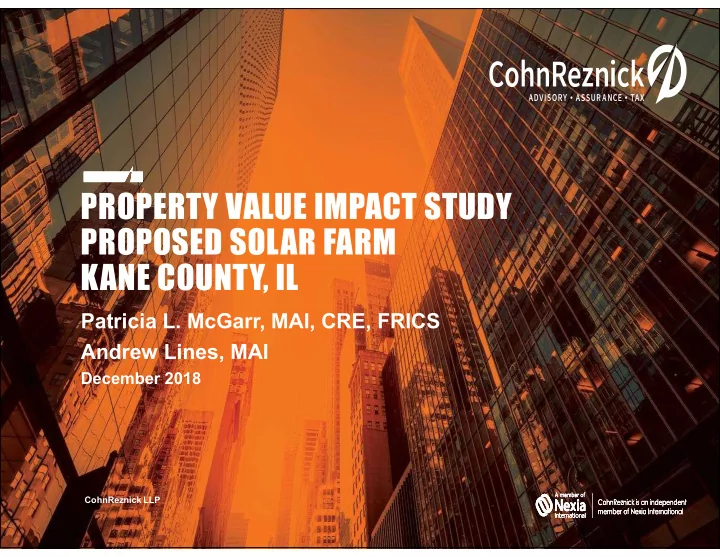 property value impact study proposed solar farm kane
