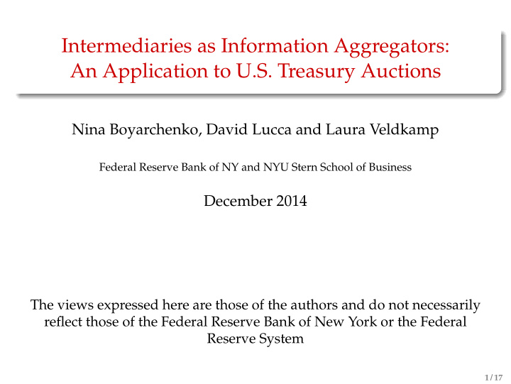 intermediaries as information aggregators an application