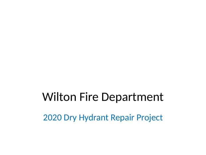 wilton fire department