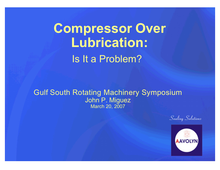 compressor over lubrication