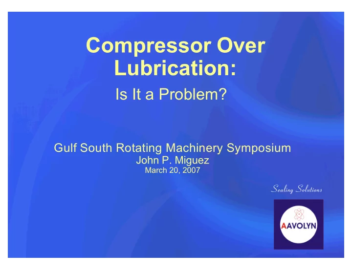 compressor over lubrication