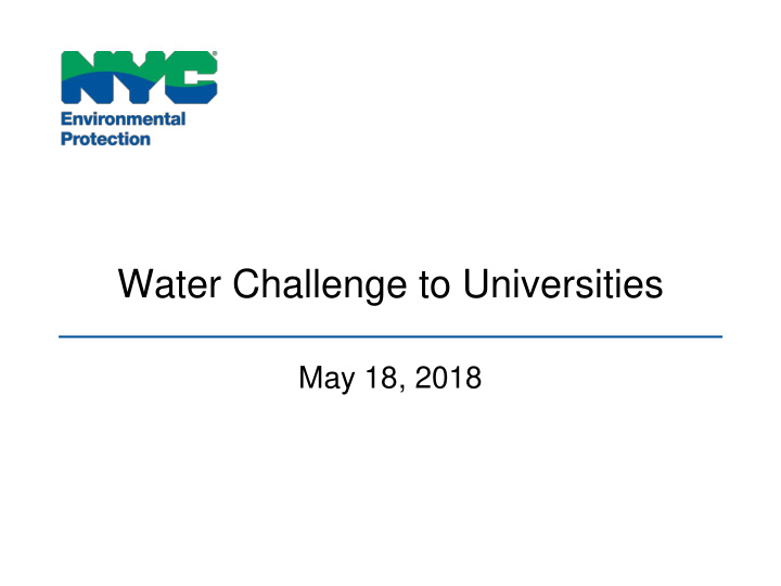 water challenge to universities