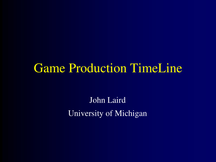 game production timeline