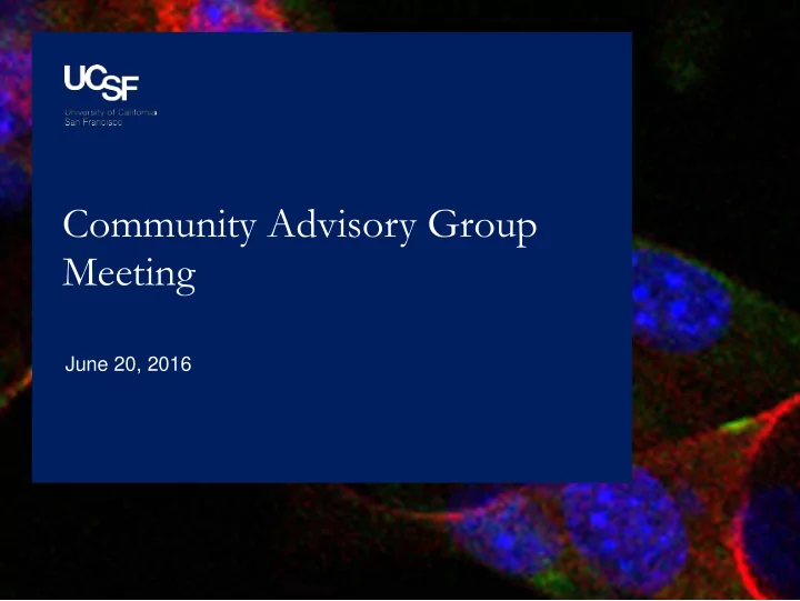 community advisory group meeting
