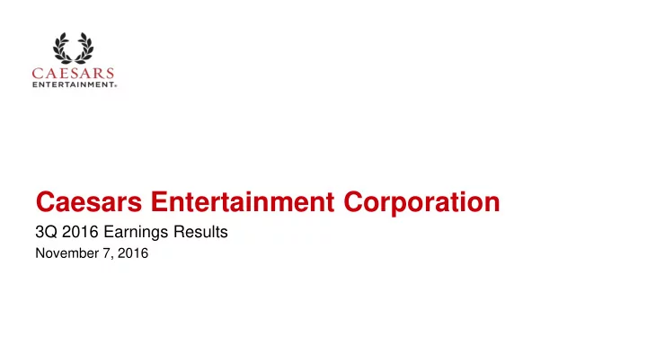 caesars entertainment corporation