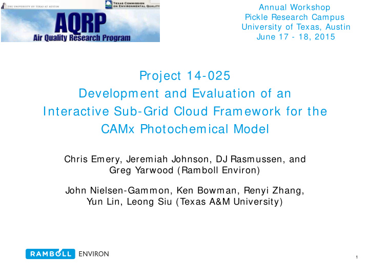 project 14 025 development and evaluation of an