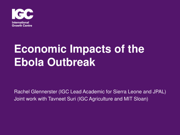 economic impacts of the ebola outbreak