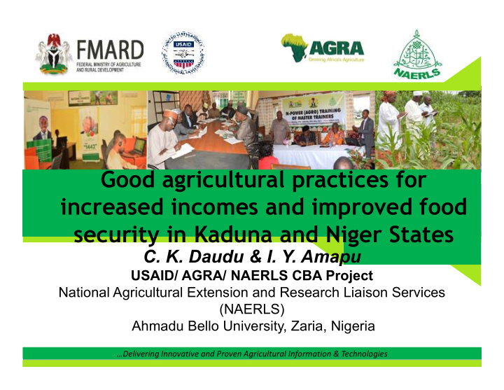 good agricultural practices for increased incomes and