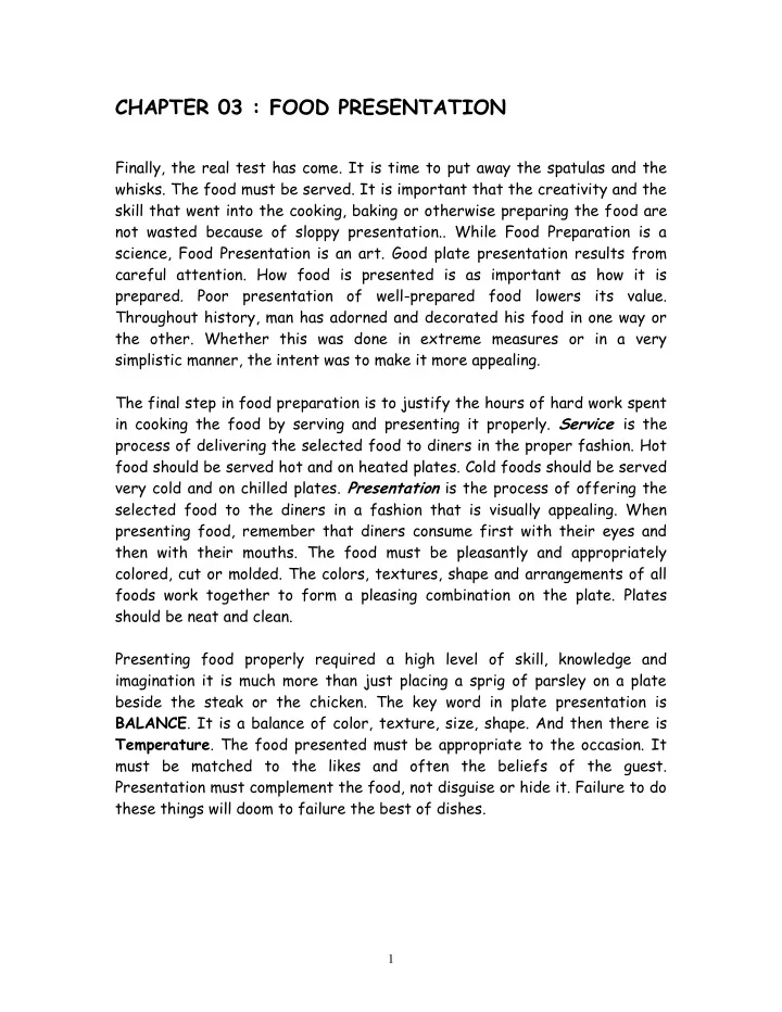 chapter 03 food presentation