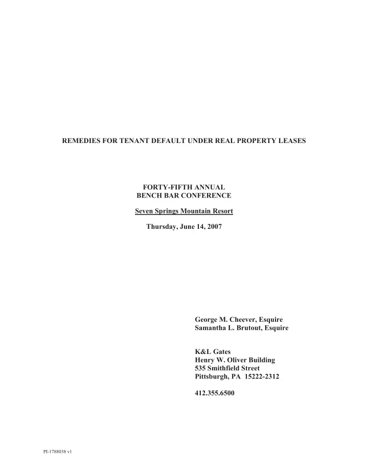 remedies for tenant default under real property leases