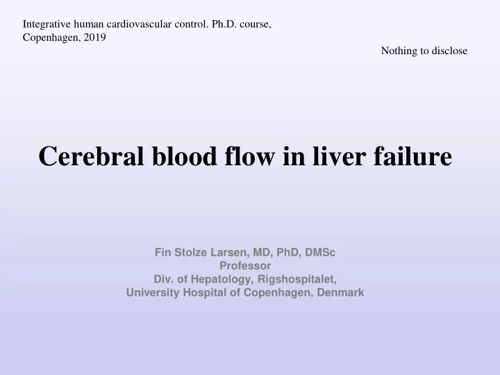 cerebral blood flow in liver failure