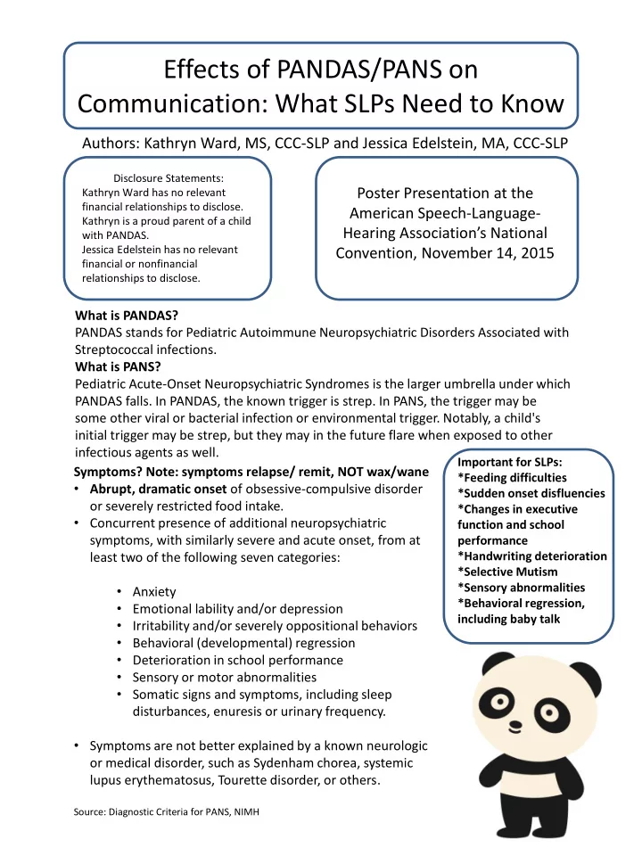 effects of pandas pans on communication what slps need to