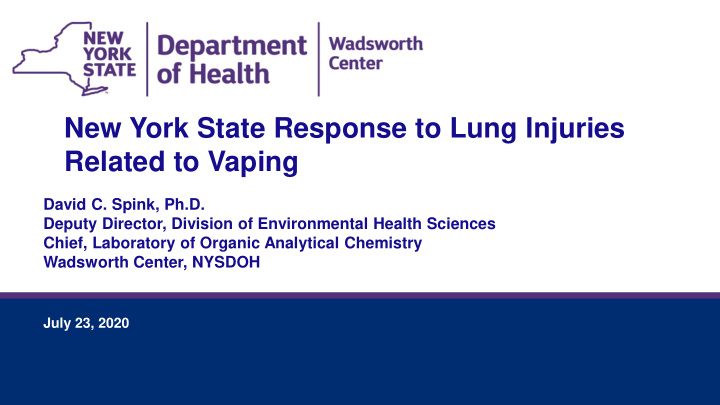 new york state response to lung injuries related to vaping