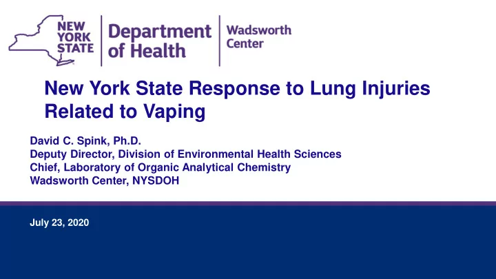 new york state response to lung injuries related to vaping