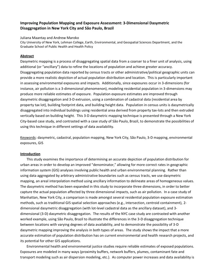 improving population mapping and exposure assessment 3