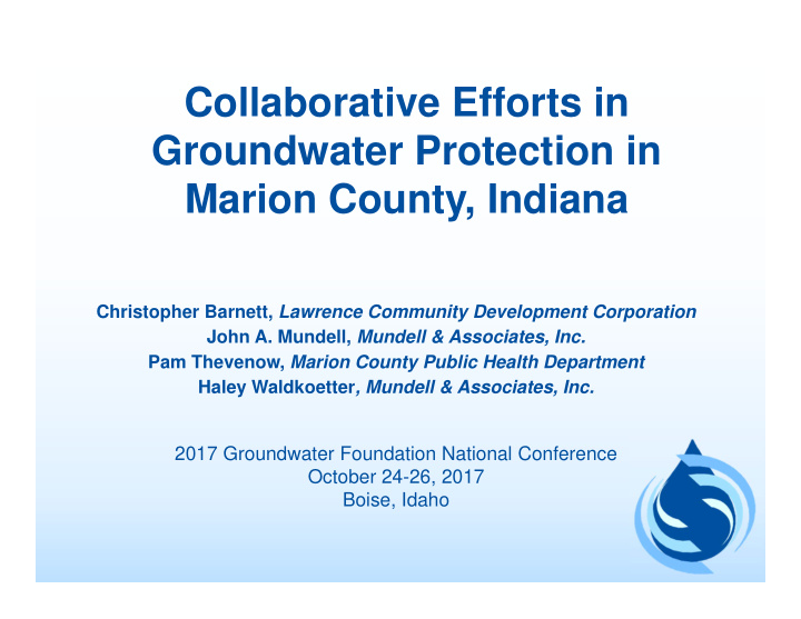 collaborative efforts in groundwater protection in marion