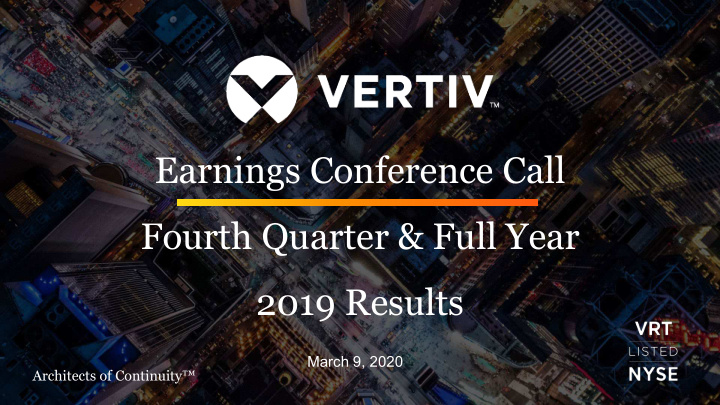 earnings conference call fourth quarter full year 2019