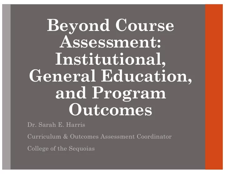 beyond course assessment institutional general education