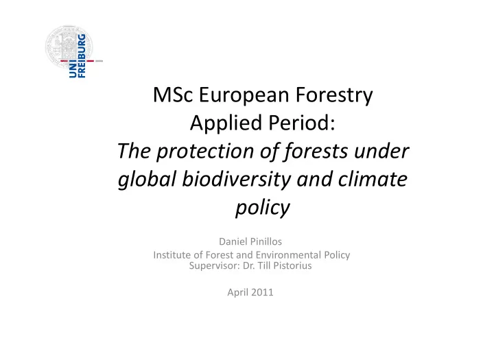 msc european forestry applied period the protection of