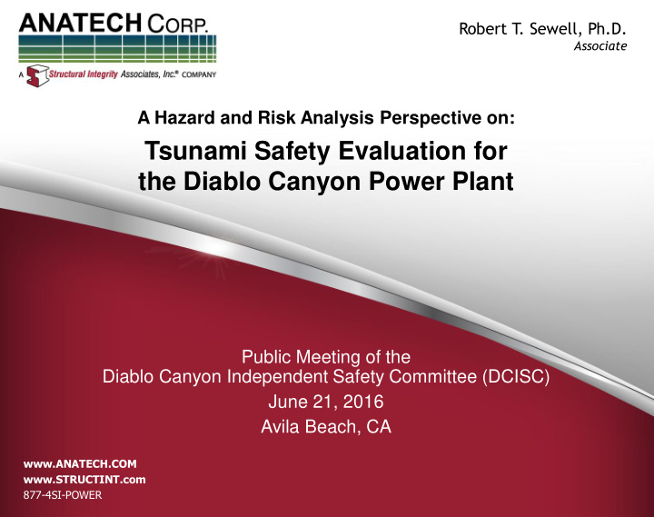 tsunami safety evaluation for the diablo canyon power