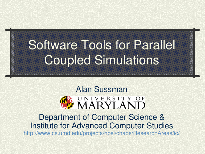 software tools for parallel