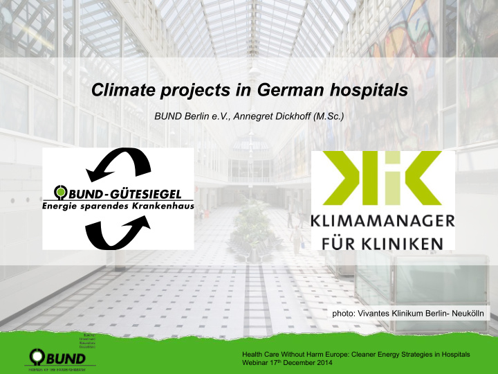 climate projects in german hospitals