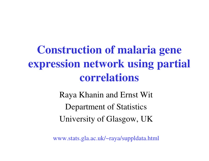 construction of malaria gene expression network using