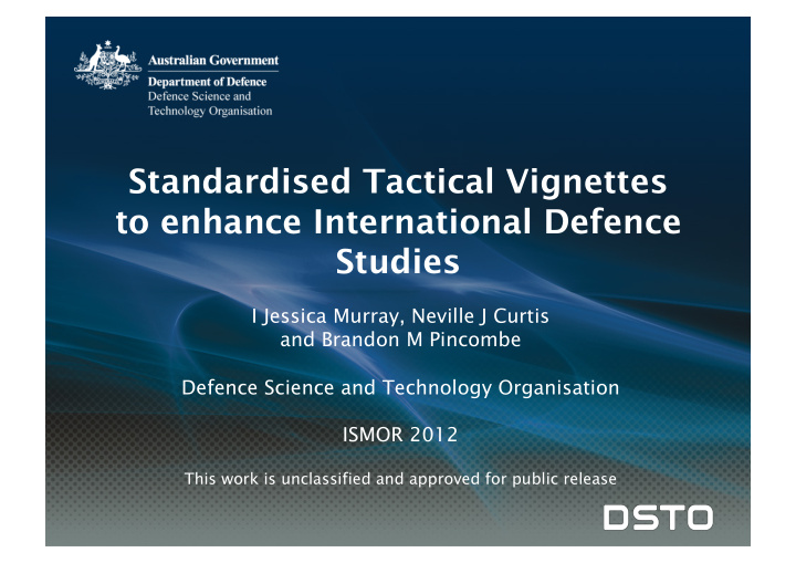 standardised tactical vignettes to enhance international