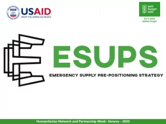 Humanitarian Network and Partnership Week- Geneva - 2020  ESUPS session HNPW 2020  - Agenda