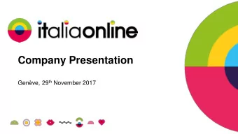 Company Presentation Genve, 29 th November 2017  1  Disclaimer This presentation contains certain