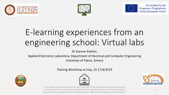 E-learning experiences from an  engineering school: Virtual labs  Dr Giannis Gialelis,  Applied
