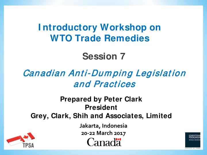 i ntroductory workshop on wto trade remedies session 7