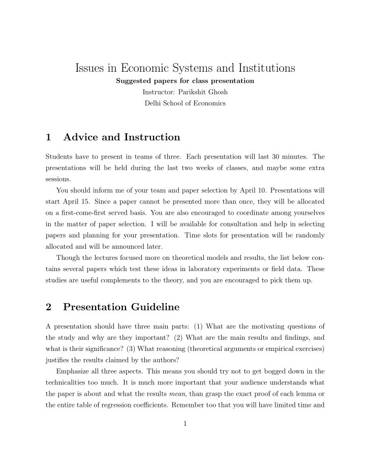 issues in economic systems and institutions