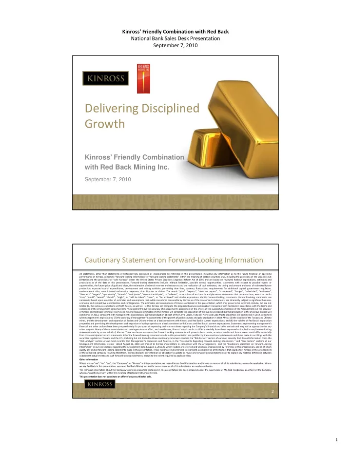 delivering disciplined delivering disciplined growth