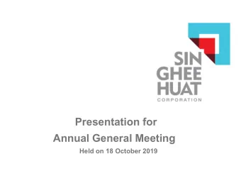 Annual General Meeting  Held on 18 October 2019  Background  Regional Stainless Steel Distributor