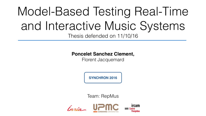 model based testing real time and interactive music
