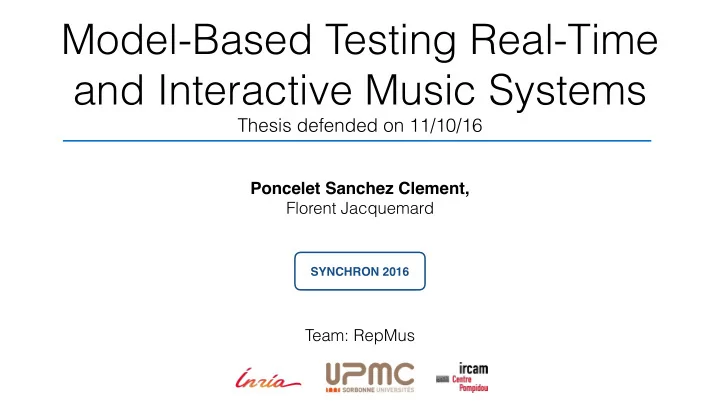 model based testing real time and interactive music