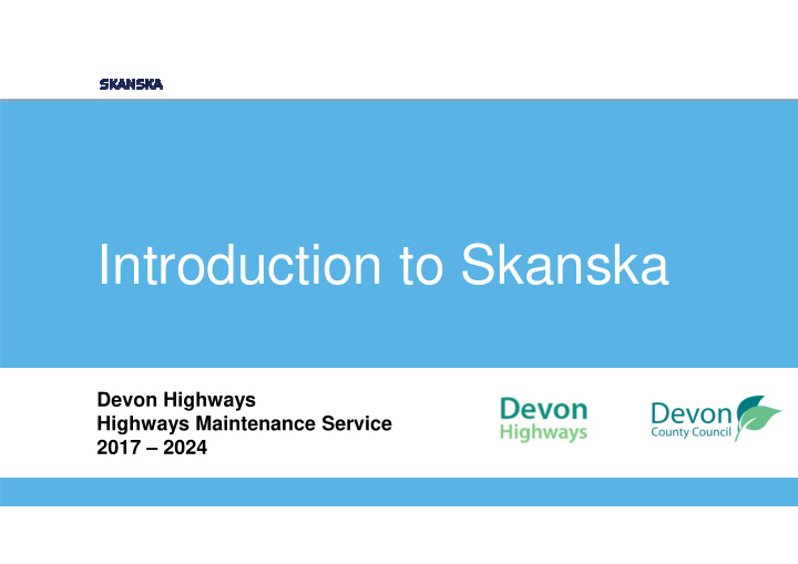 introduction to skanska