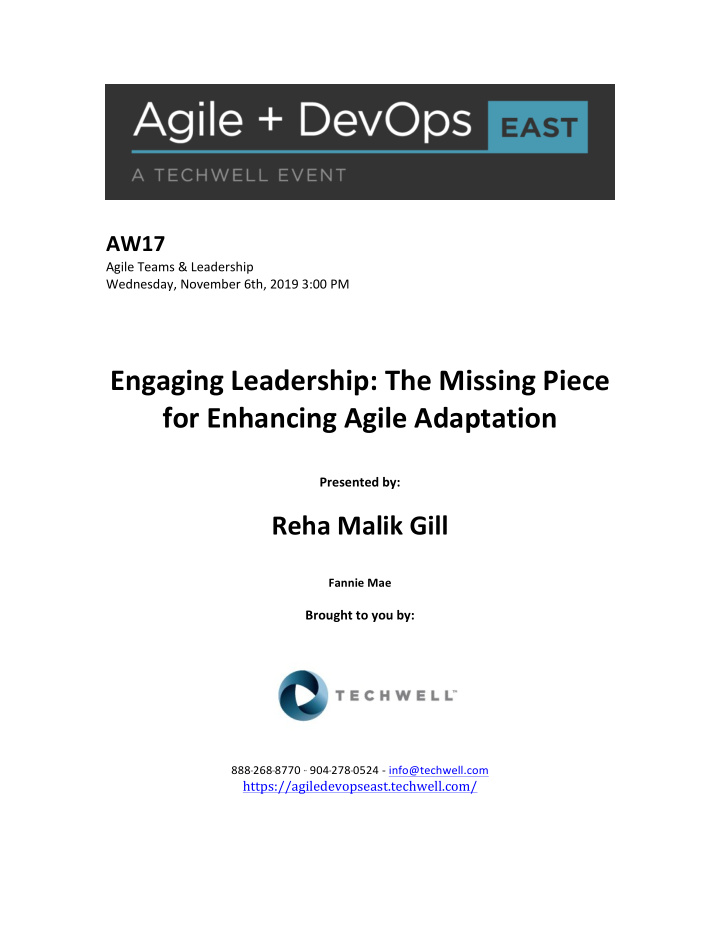 engaging leadership the missing piece for enhancing agile